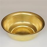 Hand-Hammered Copper Basin Portable Pedicure Foot Soak Bowls | Pedicure Tub Bowls for Feet Foot Washing Basin for Camping Picnic Incinerator Barrel(Brass,15.8