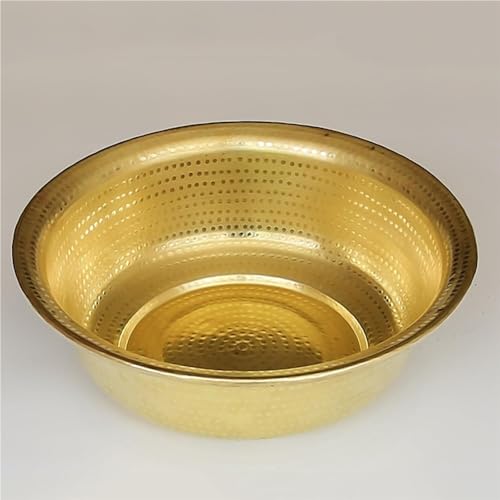 Hand-Hammered Copper Basin Portable Pedicure Foot Soak Bowls | Pedicure Tub Bowls for Feet Foot Washing Basin for Camping Picnic Incinerator Barrel(Brass,15.8