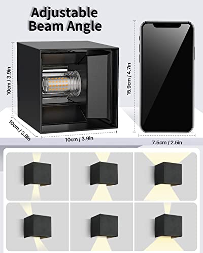 Lureshine Wandlampe mit Austauschbarer G9 LED lampe Einstellbar Abstrahlwinkel Aussenbeleuchtung Warmweiß 3000K Wandleuchte Aluminium Wandleuchte Innen/Aussen (Schwarz 2 Stück)