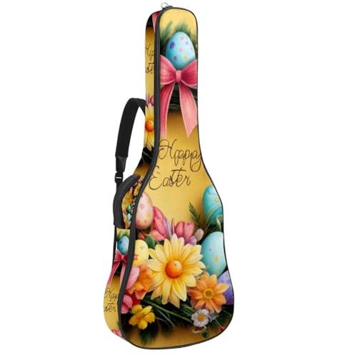 Housse guitare acoustique imperméable 41 pouces avec motif couronne de Pâques jaune