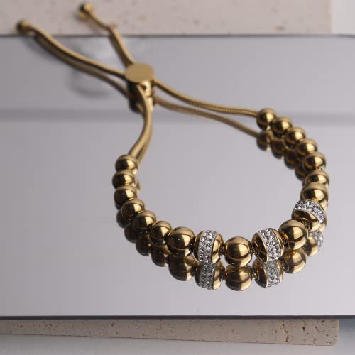 Agriajun Gold Ball Chain Bracelet For Women Men - Fashion Trendy Teen Girl Beaded Delicate Adjustable Charm Sliding Knot Statement Jewelry Gift #TOP6
