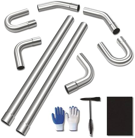 8pcs 2.5-Inch Mild Steel Exhaust Pipe Kit, 16-Gauge Piping Walls,...