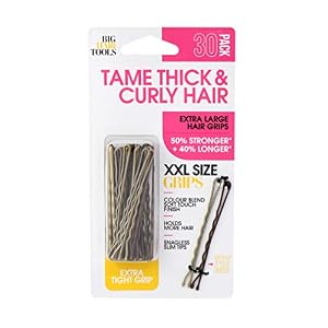 Big Hair Tools XXL Size Hair Grips, Light, Blonde & Brown, Pack of 30