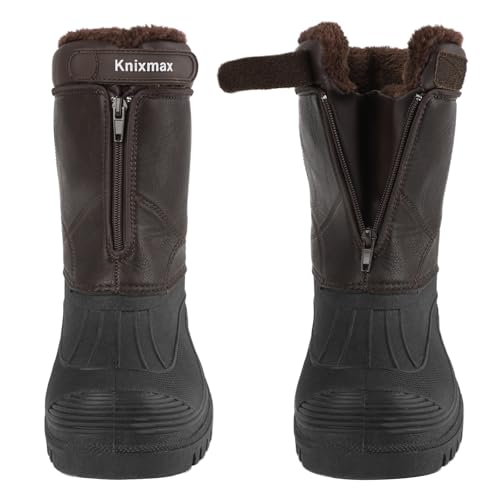 Knixmax Outdoor Winterstiefel Herren Warm Gefütterte Schneestiefel Winterschuhe mit wasserdichtem Obermaterial und rutschfesten Sohlen Geeignet für die Schneesaison im Winter Braun EU43
