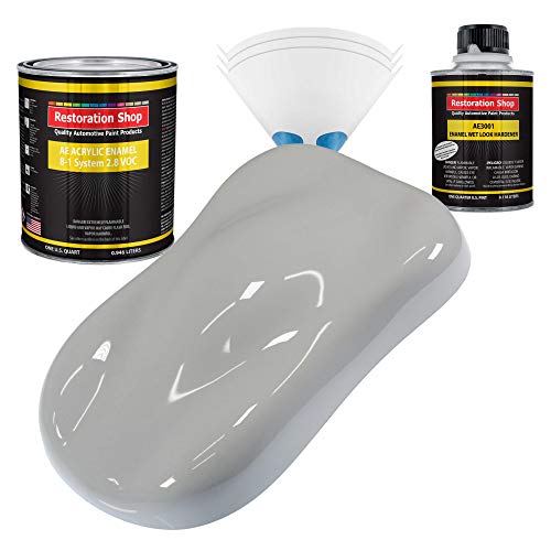 Restoration Shop - Mesa Gray Acrylic Enamel Auto Paint - Complete Quart Paint Kit - Professional Single Stage High Gloss Automotive, Car, Truck, Equipment Coating, 8:1 Mix Ratio, 2.8 VOC