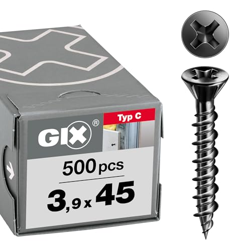 SPAX GIX-C wkręty do szybkiego montażu 3,9 x 45 mm gwint HiLo, 500 sztuk, mała głowica frezująca, rowek krzyżowy H2, śruby do płyt gipsowych i elementów suchych jastrychów – 1791170390455