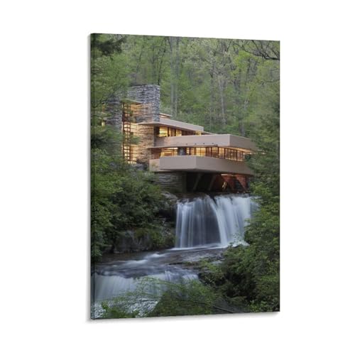 送料込み！フランク・ロイド・ライト　 落水荘 額装　巨大　パネル　ポスター 送料込み！フランク・ロイド・ライト 落水荘 額装巨大パネルポスター