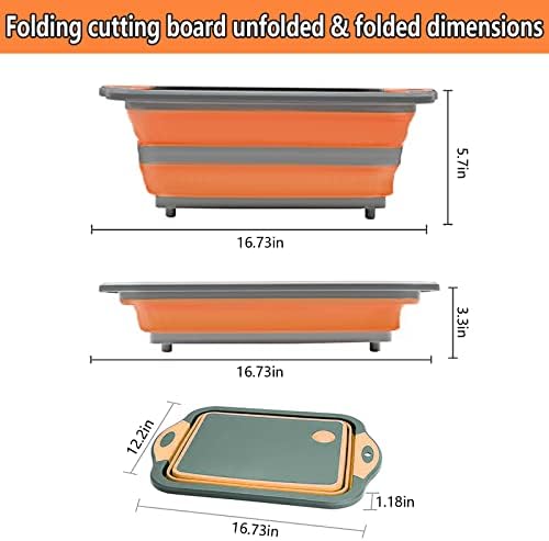 D L D Collapsible Cutting Board, Chopping Board Kitchen with Multi-use Scissors Foldable Camping Dishes Sink Space Saving 4 in 1 Multifunction Storage Basket for BBQ Prep/Picnic/Camping