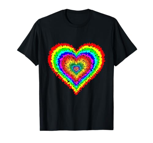 Heart Rainbow Tie-Dye Heart with Rainbow Colors T-Shirt