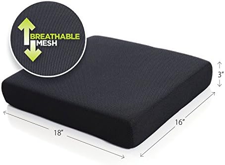 Milliard Memory Foam Seat Cushion/Chair Pad 18 x 16 x 3 with Washable Cover, for Relief and Comfort