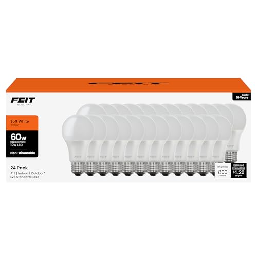 Feit Electric A19 LED Light Bulbs, 60W Equivalent, 800 lumens, 2700K