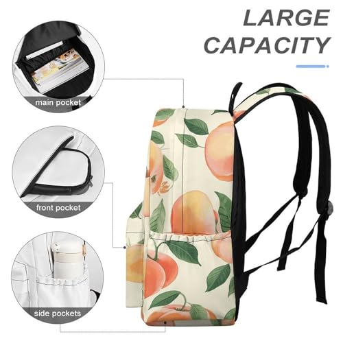 Peach Printed Backpack Water-Resistant Pack Stylish Bag Lightweight Travel Backpack4