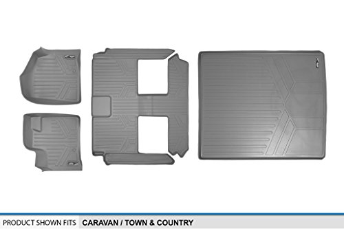 Maxliner Floor Mats 3 Rows And Cargo Liner Behind 2Nd Row Set Grey For 2008-2018 Caravan / Town & Country (Stow'n Go Only) #TOP5