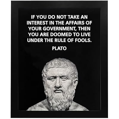 Plato Political Quote Wall Art 8x10 Unframed Print Take Interest in Government Motivational Poster Ancient Greek Philosopher Decor for Office, Classroom, Library, or Political Enthusiast Gift