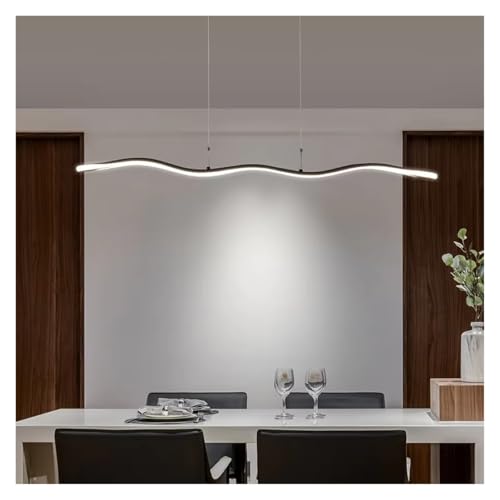 Lustre LED suspendu à vagues luminaire design pour îlot de cuisine et repas