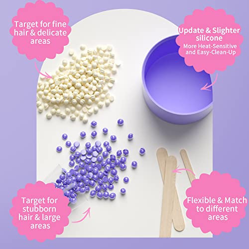 Waxing Kit,Wax Warmer for Hair Removal with Adjustable Temperature Dial.Mallowwax Wax Machine for Full Body Hair Removal Sensitive Skin with 14.1oz Wax Beads and A Reusable Silicone Wax Pot - Thumbnail 6