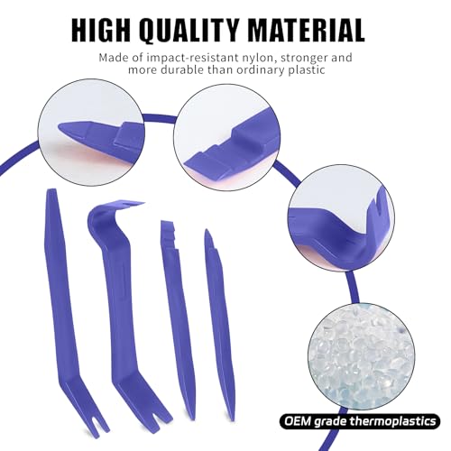 Image of 5PCS Auto Trim Removal Tool Kit, No-Scratch Plastic Pry Kit, Interior Fastener Remover Pry Tool Set for Car Door Clip Panel & Audio Dashboard Dismantle, Universal Car Accessories (Blue)