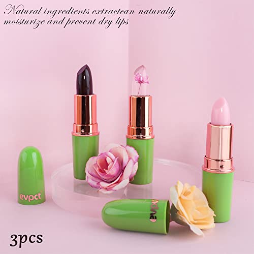 Bingbrush 3 Pcs Red Cherries Flower Peach Color Changing Lipstick Queen, Ph Mood Long Lasting Labiales Moisturizer Lip Gloss Lip Balm Tinted Magic Lip Stain Glossly Makeup Lipstick Set For Women #TOP6