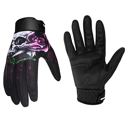 RIGWARL Women s Full Finger Lightweight Mountain Biking Gloves,Flower,S