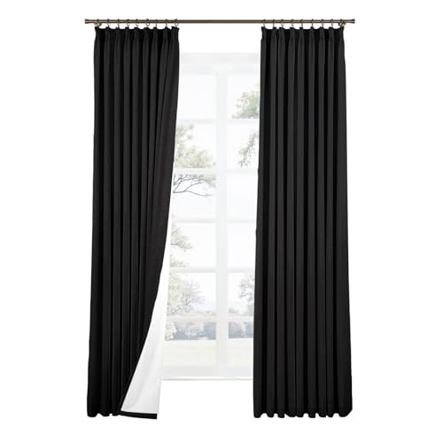 TWOPAGES Liz Linen Pinch Pleat Blackout Curtain 108 Inch Long for Bedroom