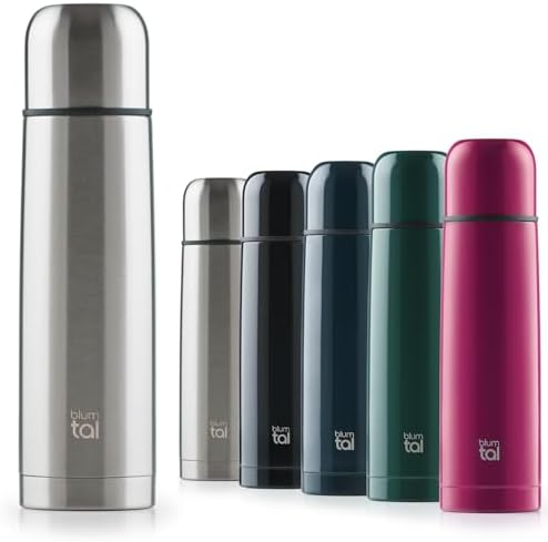 Blumtal® Thermosflasche 1L - BPA-freie Thermoskanne für warm&kalt - auslaufsichere Isolierflasche 1L aus Edelstahl rostfrei - Thermosflasche mit Becher - Thermoflasche - Stainless