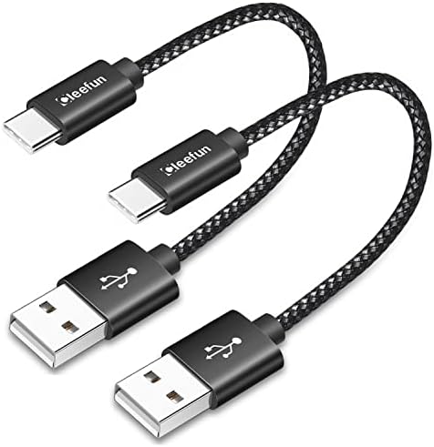 CLEEFUN Short USB C Cable [0.3m/30cm, 2-Pack], Premimum USB A to Type C Fast Charging Charger Nylon Braided Lead Compatible with Samsung Galaxy S10 S9 S8 Plus S10e, A20e A40 A41 A50 A51