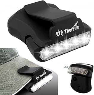 ThorFire Clip 5-LED Head Torch Rotatable Ball Cap Visor Light Hands Free for Hunting Camping Fishing, Black [Energy Class A+]