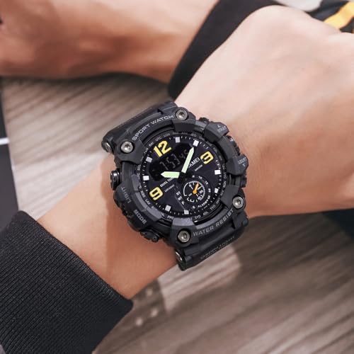 Skmei Men's Digital Sports Wrist Watch LED Screen Large Face Electronics Military Watches Waterproof Alarm Stopwatch Back Light Outdoor Casual Black Watch - 1637, Black, large, Military