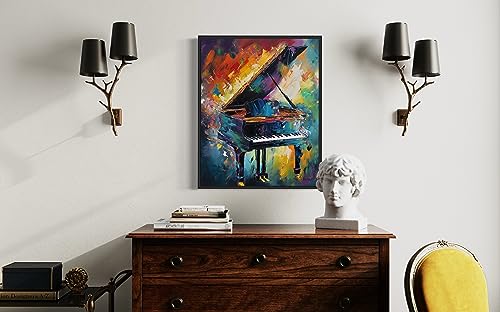 Piano Abstract Art Print Poster, Wall Art Painting Decor. Paint Splash Style Artwork For Bedroom Bathroom Office Home 70 (Piano, 8 x 10 inches, Unframed)