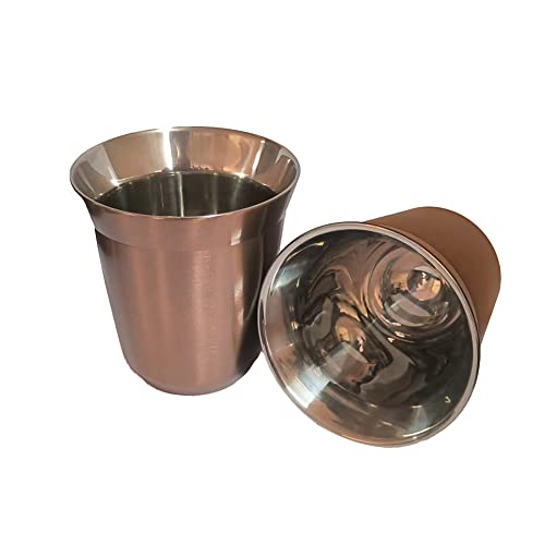 Decolush 160Ml (5.4 Ounce) Stainless Steel Espresso Cups - 2 Pack Double Wall Insulated Cups Demitasse Cups Coffee Cup For Drinking, Drinking Coffee, Drinking Beverages (Brown) #TOP25