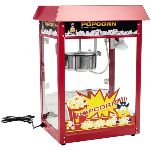 Foto von Royal Catering Popcornmaschine Popcorn Maker Pop-Corn Automat mit Wagen Rot Inkl. Zubehör