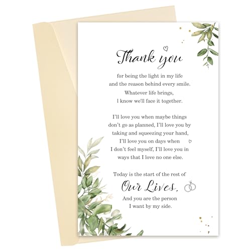 Heyshoo Bride/Groom Wedding Morning Gift, Romantic Wedding Poem Gift for Husband/Wife, Sentimental Newlywed Card