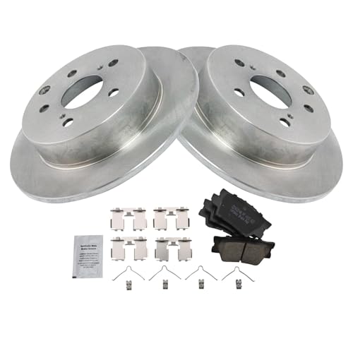Image of TRQ Rear Brake Pad and Rotor Set Ceramic Compatible with 2009-2010 Pontiac Vibe 2009-2013 Toyota Matrix
