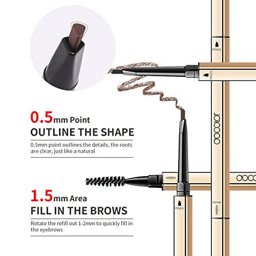 Docolor Makeup Micro Brow Pencil, Eyebrow Definer Pencil, Ultra-Fine Mechanical Pencil, Soft Brown And Black,2 Count #TOP2