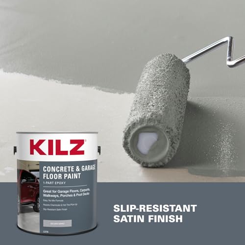 KILZ 1-Part Epoxy Acrylic Concrete & Garage Floor Paint, Silver Gray, Satin, Interior/Exterior Concrete Paint for Basement Floors, Porches, Driveways & Pool Decks, 1 Gallon by KILZ - Image 4