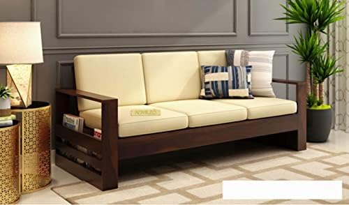 ADVRZO Sheesham Wooden 3 Seater Sofa Set for Living Room- Walnut Finish ...