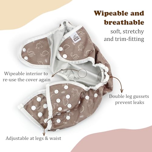 Image of Mama Koala Reusable Adjustable Cloth Diaper Covers with Double Gusset for Girls and Boys, Snap Closure, Size M(Simply Neautrals)