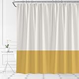 ABONAN Beige Yellow Shower Curtain Boho Vintage Color Block Mid Century Modern Simplicity Textured Bright Natural Fabric Home Bathroom Decor with Hooks(70' WX70 H)
