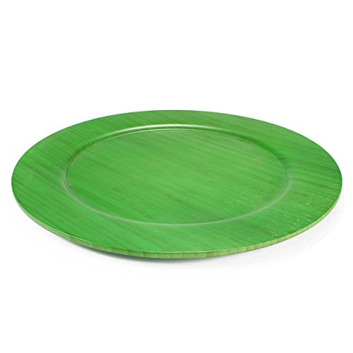 Platos redondos verdes de bambú reutilizables 13" 10 piezas miniatura 3