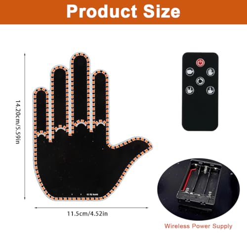 Image of STHIRA Car Rear Windshield Decorative Gesture LED Light with Remote Control, 203 Light Beads Design, 4-Mode Fun Animated Display for Greeting, Interaction, Turn Signals, and Decoration