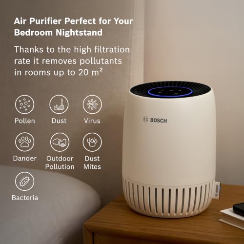 Bosch Air 1000 Air Purifier - Removes Pollutants, Includes Air Filter and Sleep Mode (< 25 dB(A)) - For Areas up to 23 m² - With Auto Mode - CADR: 100 m³/h - 2