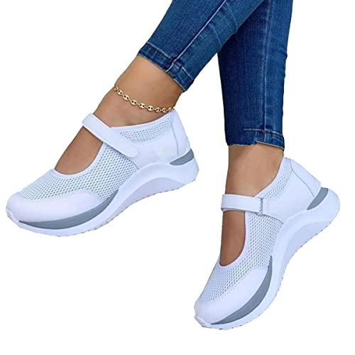 AOVIN Orthopedic Sandals Women's Loafers Comfortable Platform Slip On Flat Boat Shoes Casual Low Top Sneakers Orthopedic Sandals (Color : White, Size : 9.5-10 US)