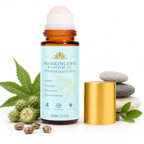 Organic Frankincense & Castor Oil Roll-On, Rose Quartz, Firming