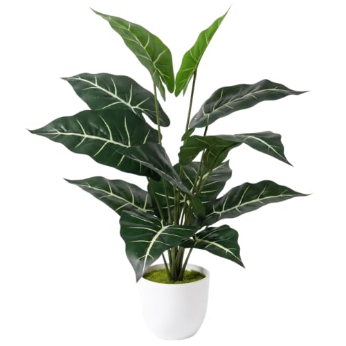 Image of Dekorly Fake Plants Artificial Floor Plants Large Tropical Palm Tree Tall Monstera in Pot for Indoor Outdoor Home. (Mask Plant | White Pot, Pack of 1)