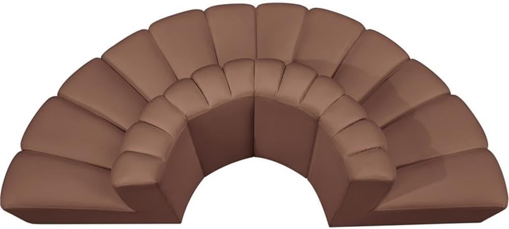 BOWERY HILL Contemporary Modular Sectional Sofa, Cognac Vegan Leather Upholstery, Deep Channel Tufting, 90" W x 45" D x 30" H, Stylish Living Room Seating, Versatile Modern Design