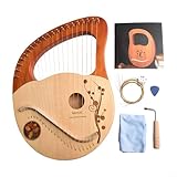 Arpa de lira de 21 cuerdas, instrumento musical de madera maciza de caoba con cuerdas de repuesto y llave de afinación, para música clásica griega (ciervo)