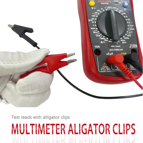 Image of 2PCS Test Leads, Alligator Clips, Red and Black, Multimeter Probes, Banana Plug to Alligator Clip Multimeter Test Leads