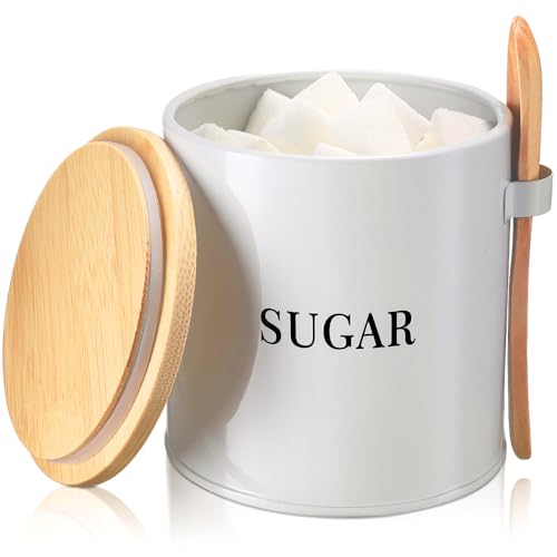 AISBUGUR Sugar Bowl with Lid and Spoon, Metal