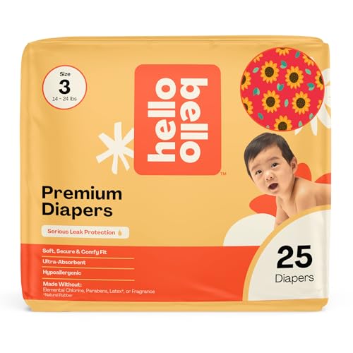 Image of Hello Bello Diapers, Size 3 (14-24 lbs) Flower Child, 25 Count of Premium Disposable Baby Diapers, Hypoallergenic with Soft, Cloth-Like Feel