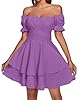 LYANER Women's Tie Back Off Shoulder Wrap Layer Ruffle Short Sleeve Mini Dress Lilac XX-Large #4